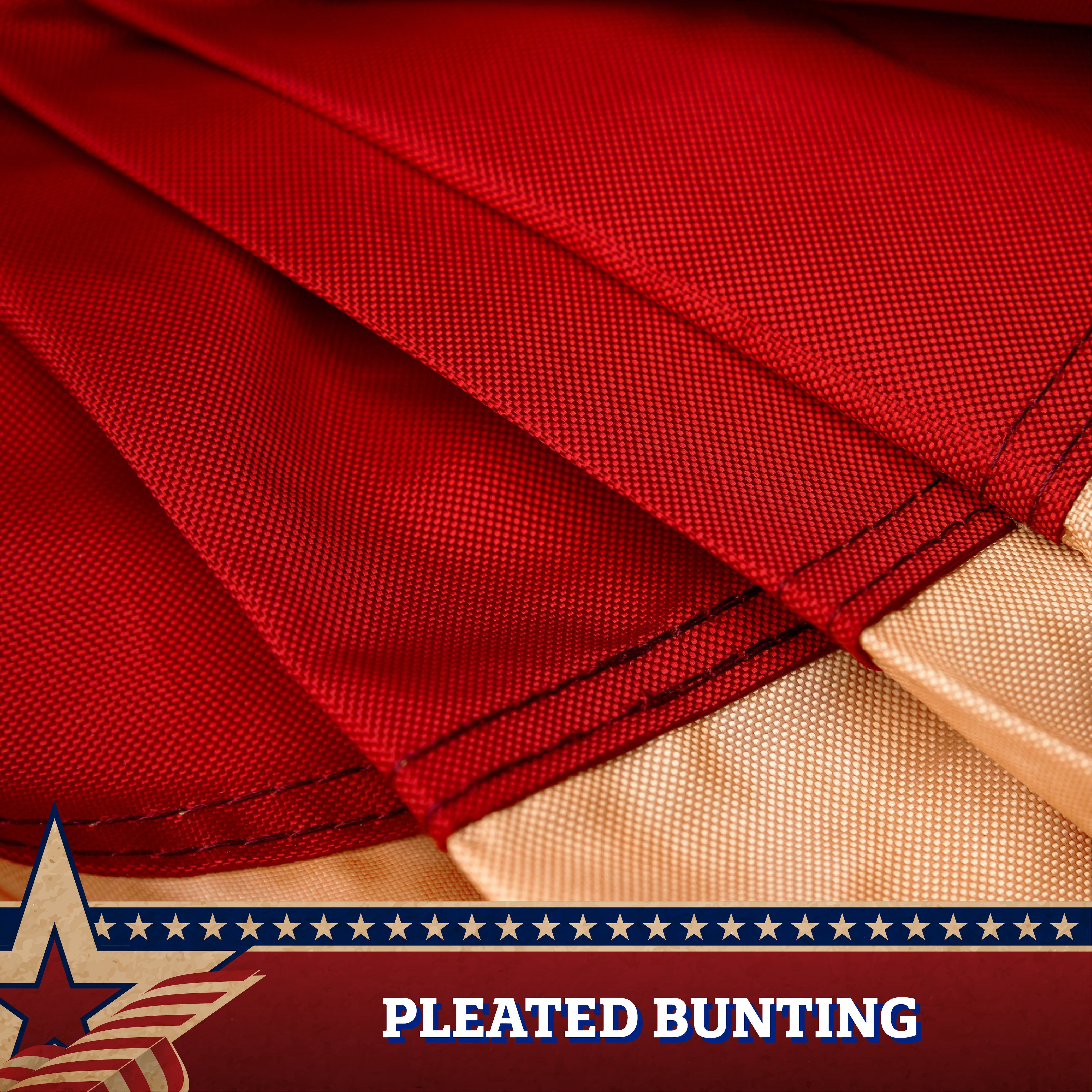 G128 USA Tea Stained Pleated Fan Flag 1.5x3FT Embroidered Polyester Stars and Stripes