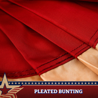 G128 USA Tea Stained Pleated Fan Flag 3x6FT Embroidered Polyester Stars and Stripes