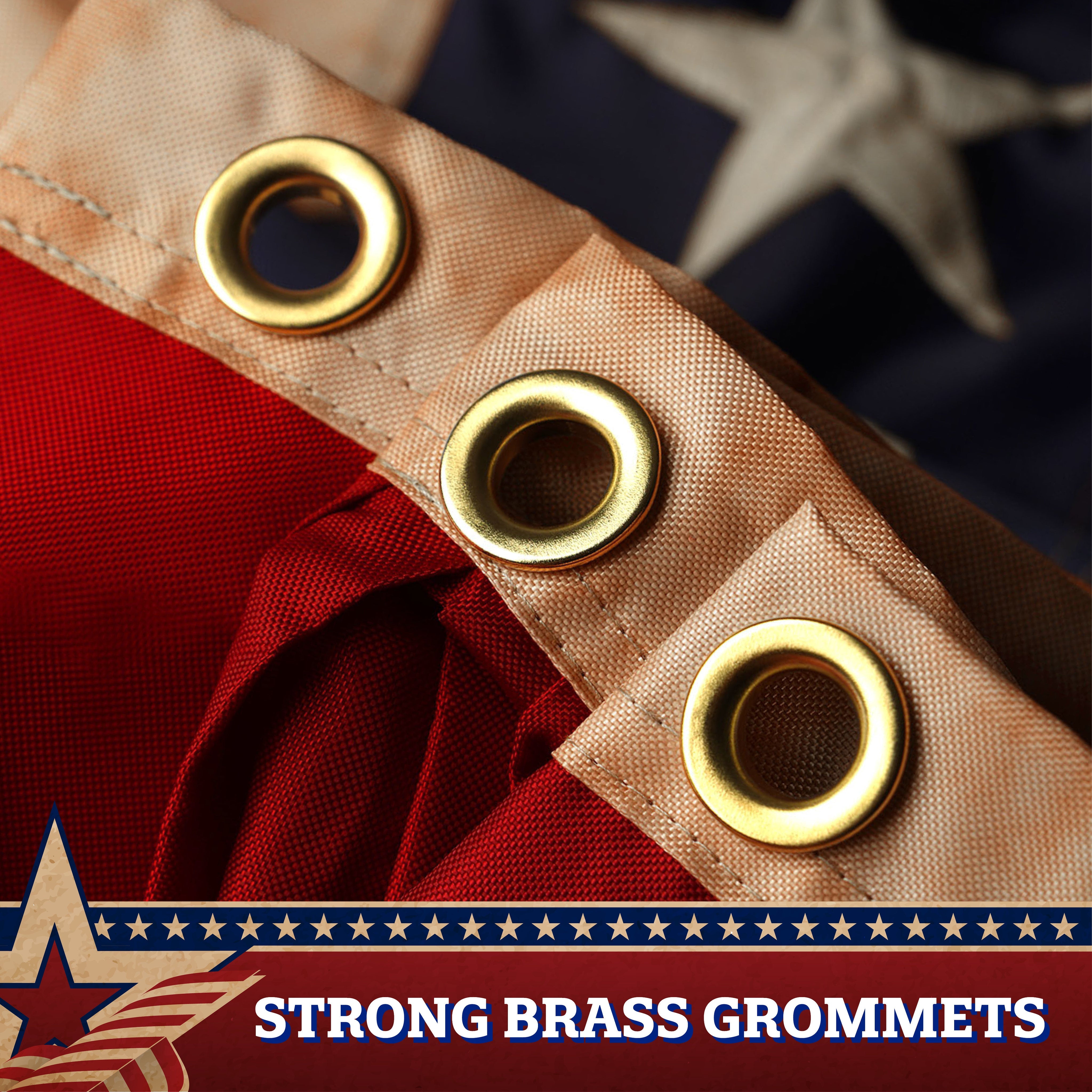 G128 USA Tea Stained Pleated Fan Flag 1.5x3FT Embroidered Polyester Stars and Stripes