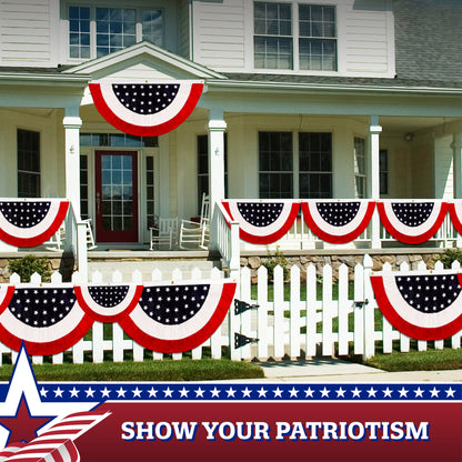 G128 USA Pleated Fan Flag 1.5x3FT Star Center Embroidered Polyester Stars and Stripes