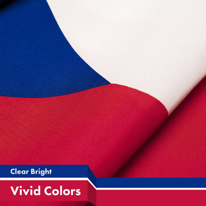 G128 Czech Republic Czechia Czech Flag | 3x5 feet | Printed 150D - Indoor/Outdoor, Vibrant Colors, Brass Grommets, Quality Polyester, Much Thicker More Durable Than 100D 75D Polyester