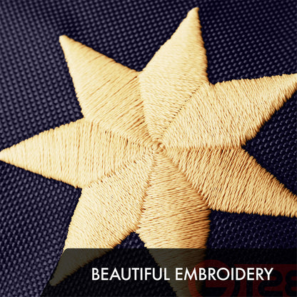 G128 Bennington Tea-Stained Flag | 6x10 Ft | Embroidered 420D Polyester - Embroidered Stars, Sewn Stripes, Brass Grommets, Indoor/Outdoor, Vibrant Colors, Quality Polyester