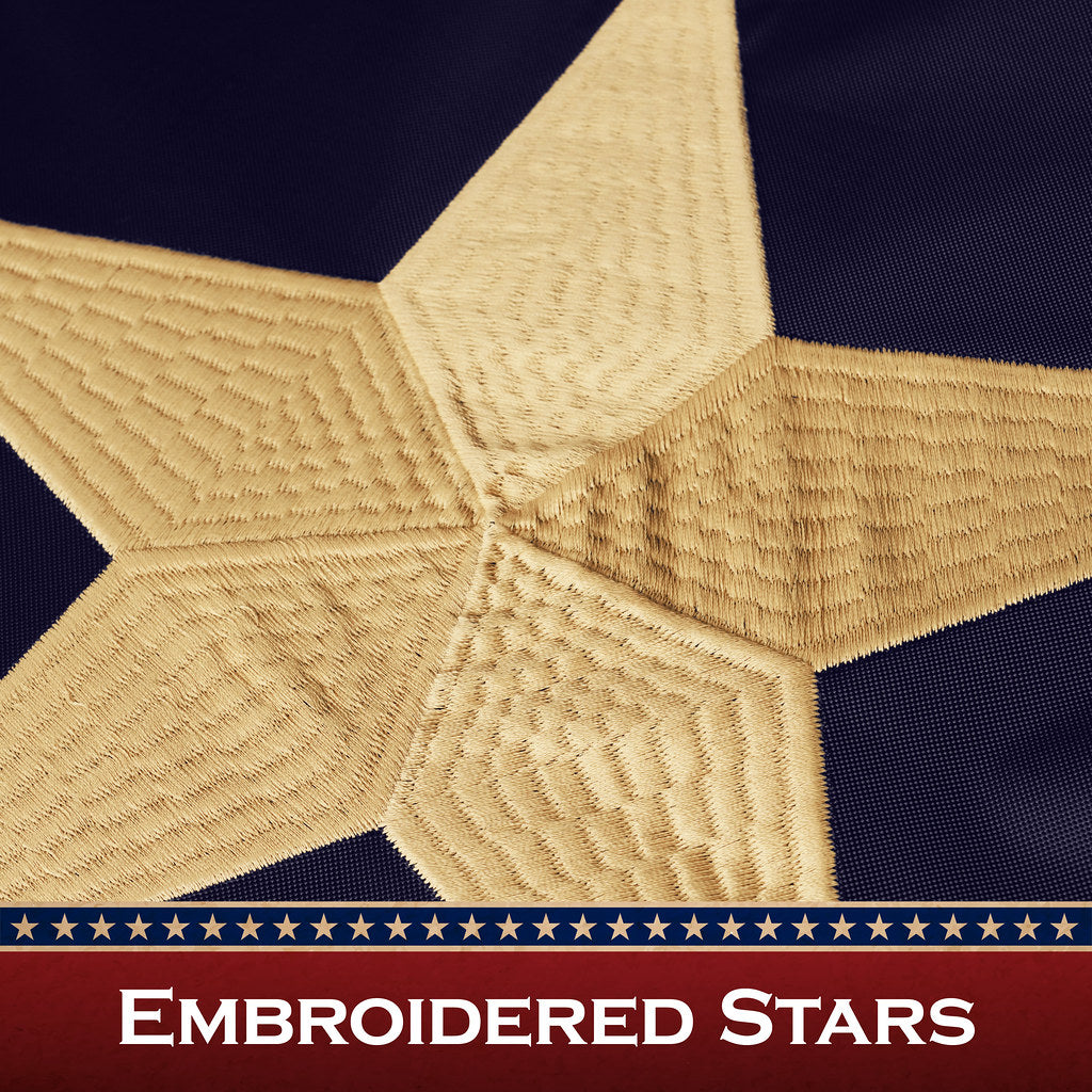 G128 Texas Tea-Stained TX State Flag | 3x5 Ft | Pole Sleeve Embroidered 420D Polyester - Embroidered Stars, Sewn Stripes, Brass Grommets, Indoor/Outdoor, Vibrant Colors, Quality Polyester