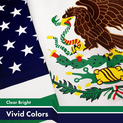 G128 Mexico USA Friendship Flag | 3x5 Ft | LiteWeave Pro Series Printed 150D Polyester | Specialty Flag, Indoor/Outdoor, Vibrant Colors, Brass Grommets, Thicker and More Durable Than 100D Polyester