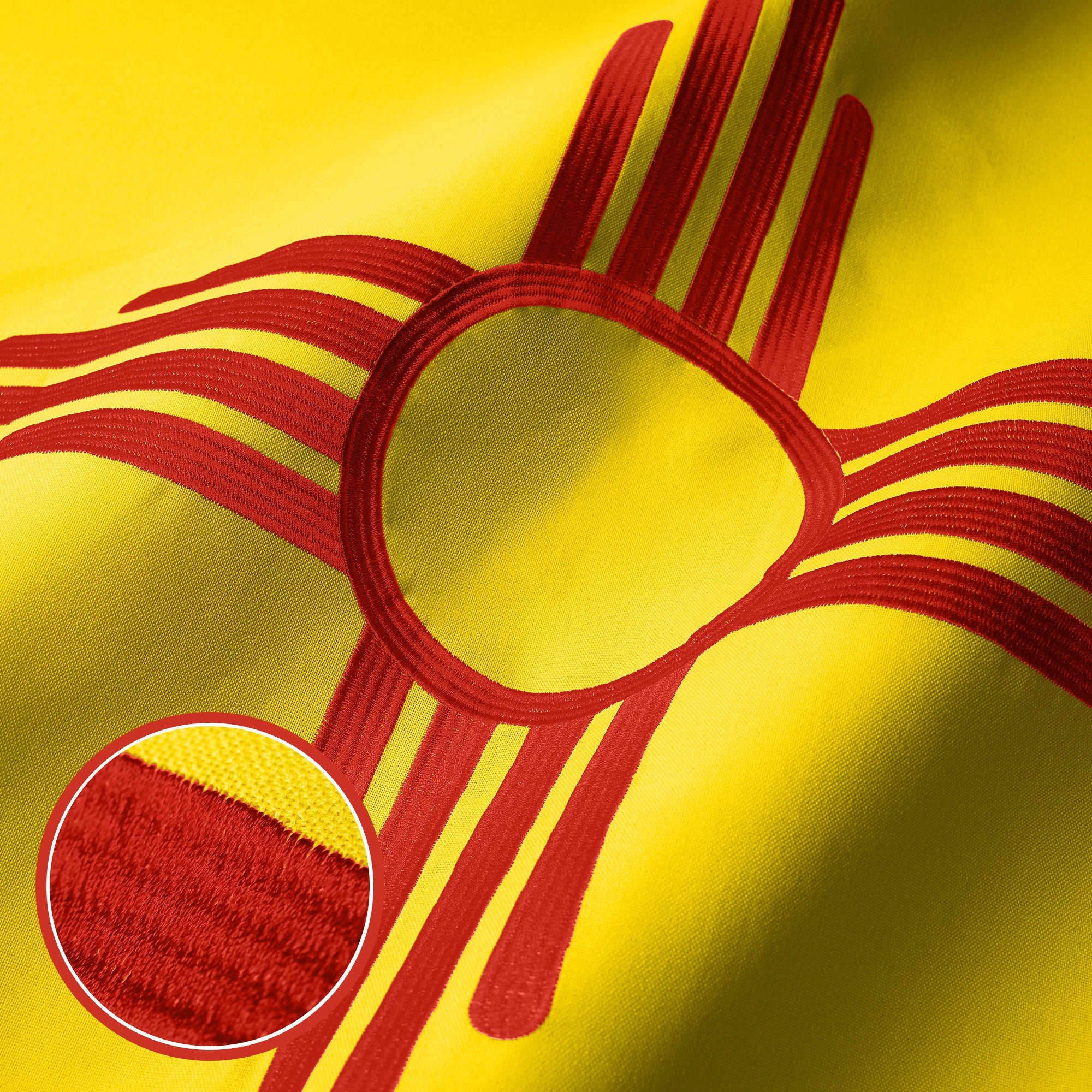 G128 New Mexico State Flag | 2.5x4 Ft | StormFlyer Series Embroidered 220GSM Spun Polyester | Embroidered Design, Indoor/Outdoor, Brass Grommets, Heavy Duty, All Weather
