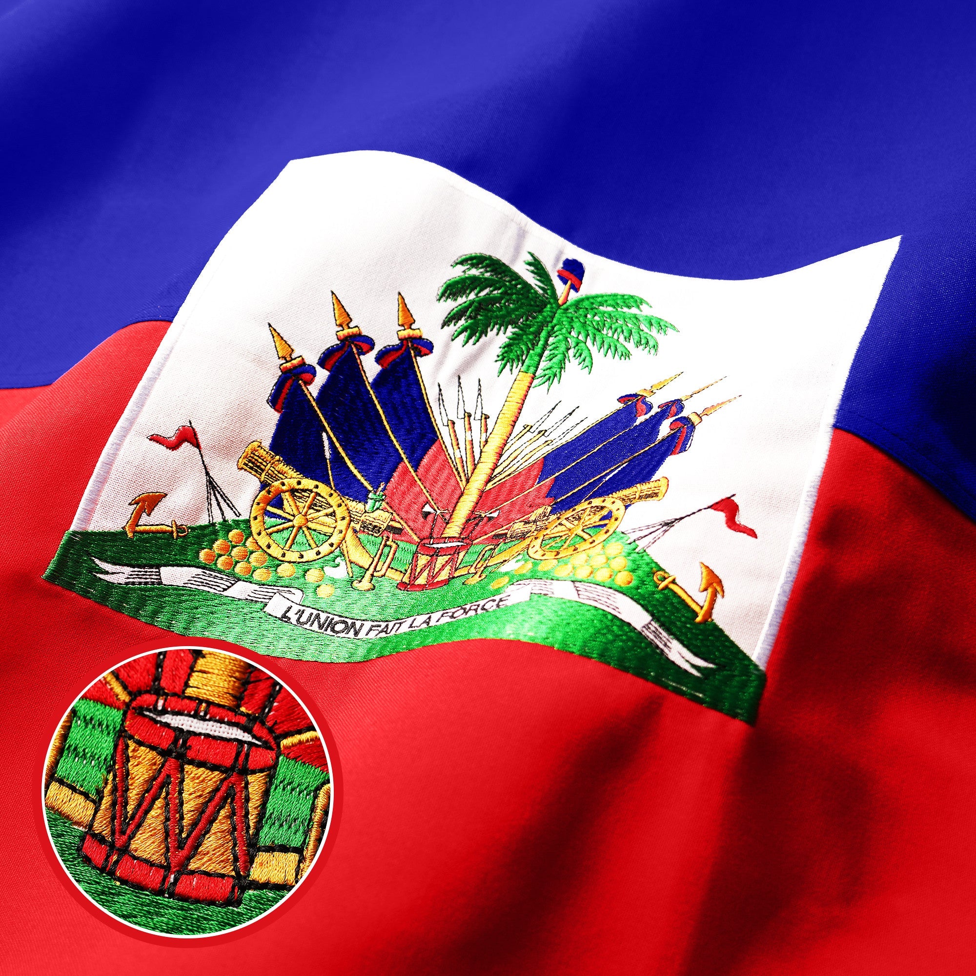 G128 Haiti Haitian Flag | 4x6 Ft | StormFlyer Series Embroidered 220GSM Spun Polyester | Country Flag, Embroidered Design, Indoor/Outdoor, Brass Grommets, Heavy Duty, All Weather