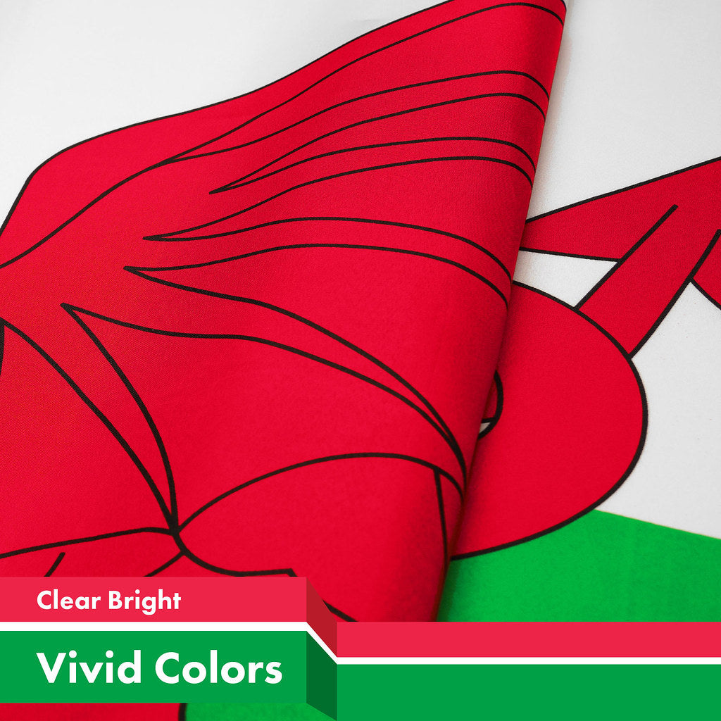 G128 Wales Welsh Flag | 3x5 Ft | Printed 150D Polyester - Indoor/Outdoor, Vibrant Colors, Brass Grommets, Quality Polyester, Much Thicker More Durable Than 100D 75D Polyester