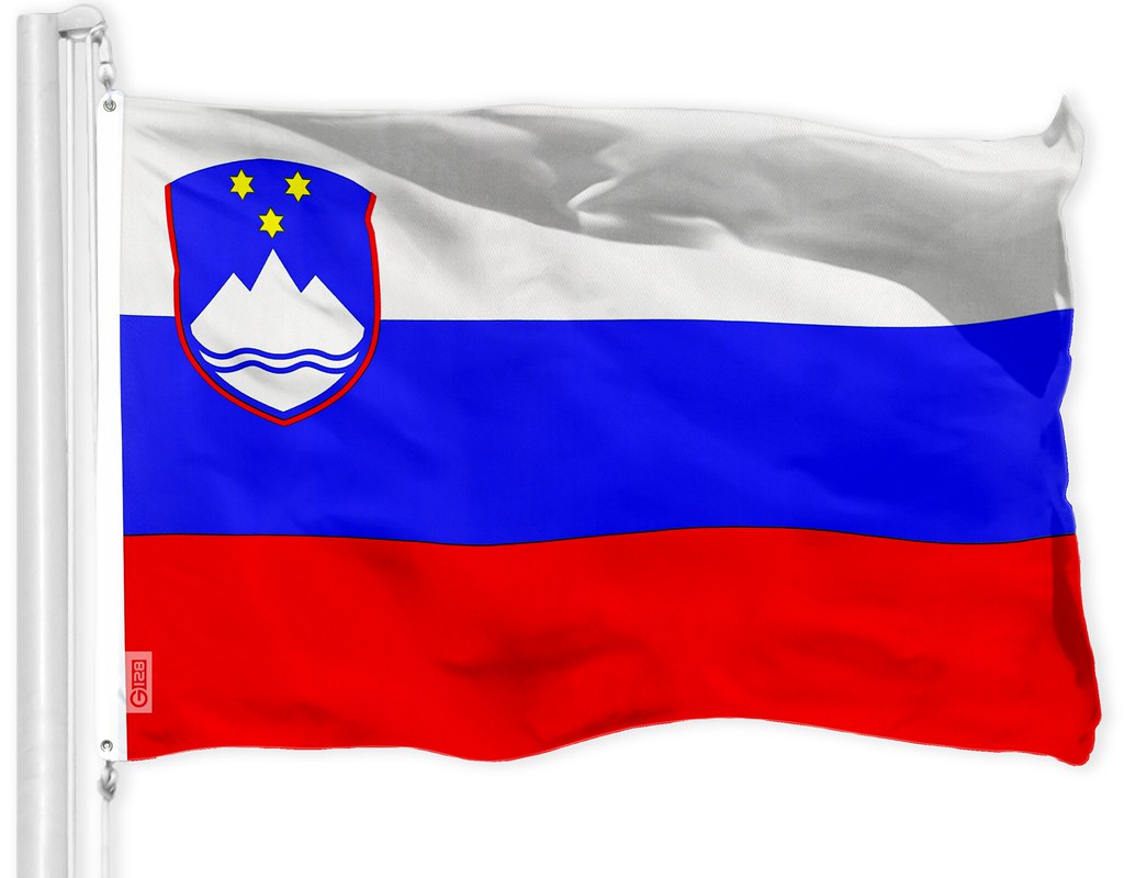 G128 Slovenia Slovene Flag | 3x5 Ft | Printed 150D Polyester - Indoor/Outdoor, Vibrant Colors, Brass Grommets, Quality Polyester, Much Thicker More Durable Than 100D 75D Polyester