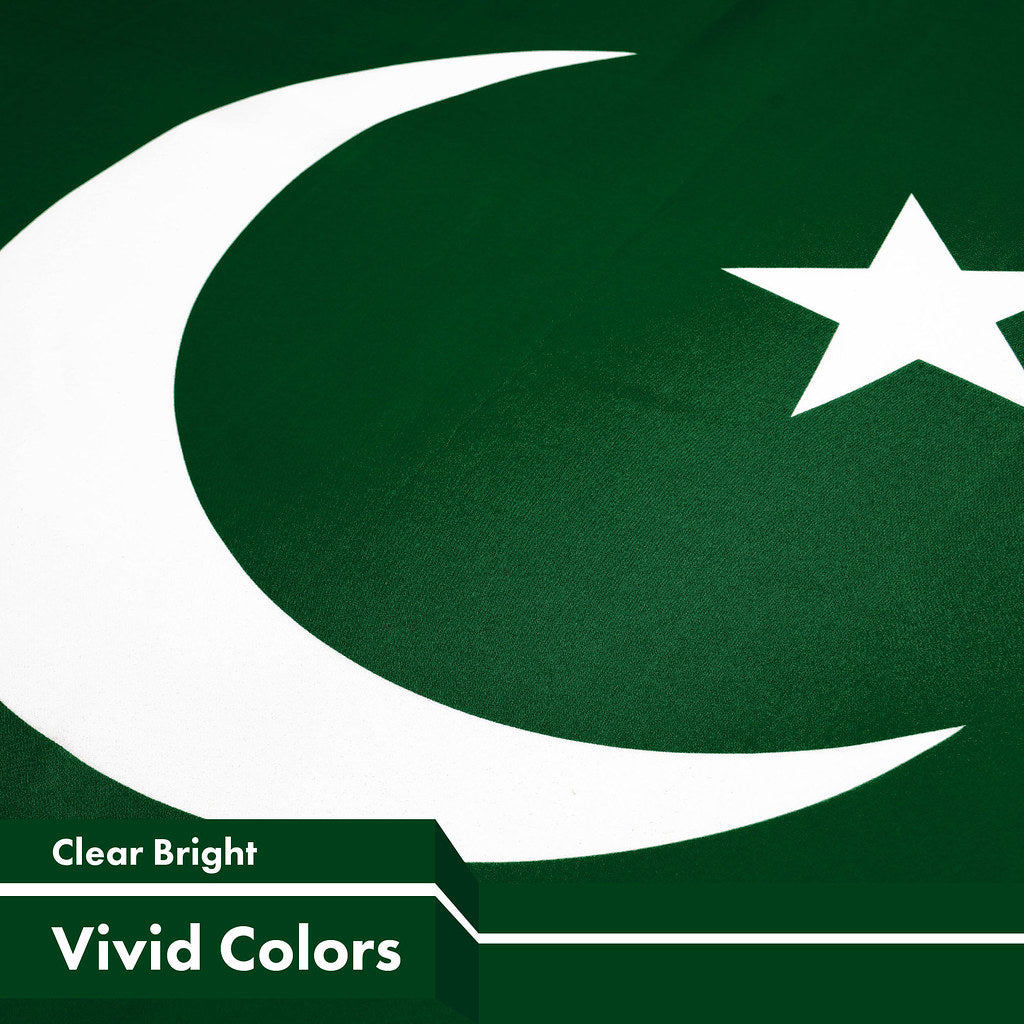 G128 Pakistan Pakistani Flag | 3x5 Ft | Printed 150D Polyester - Indoor/Outdoor, Vibrant Colors, Brass Grommets, Quality Polyester, Much Thicker More Durable Than 100D 75D Polyester