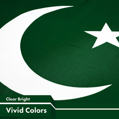 G128 Pakistan Pakistani Flag | 3x5 Ft | Printed 150D Polyester - Indoor/Outdoor, Vibrant Colors, Brass Grommets, Quality Polyester, Much Thicker More Durable Than 100D 75D Polyester
