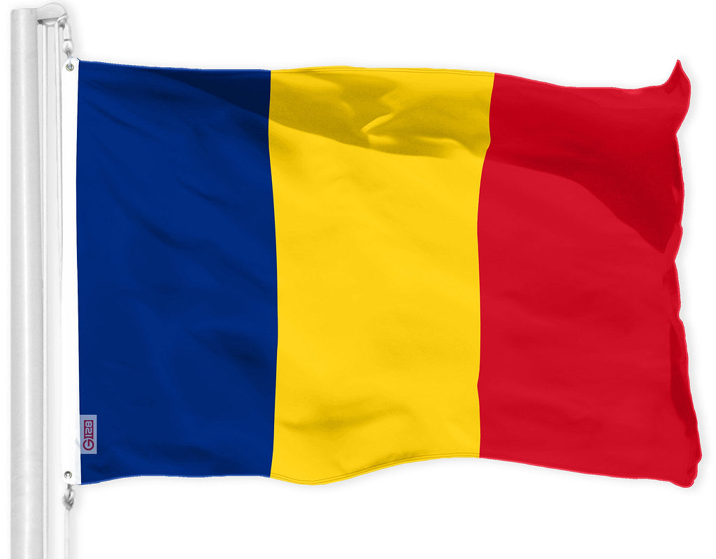 G128 Romania Romanian Flag | 3x5 Ft | Printed 150D Polyester - Indoor/Outdoor, Vibrant Colors, Brass Grommets, Quality Polyester, Much Thicker More Durable Than 100D 75D Polyester