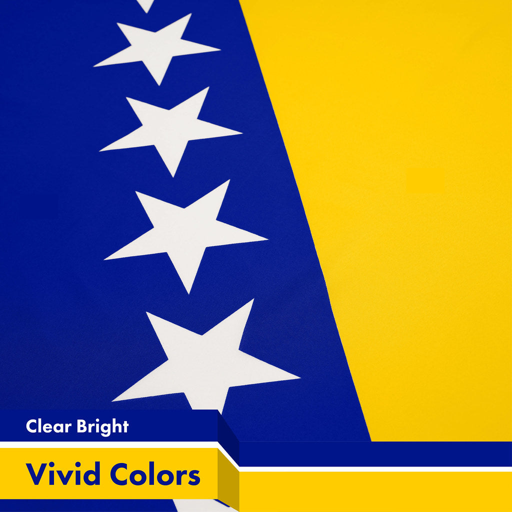 G128 Bosnia and Herzegovina Bosnian Herzegovinian Flag | 3x5 Ft | Printed 150D Polyester - Indoor/Outdoor, Vibrant Colors, Brass Grommets, Quality Polyester, Much Thicker More Durable Than 100D 75D Polyester