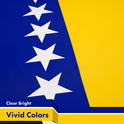 G128 Bosnia and Herzegovina Bosnian Herzegovinian Flag | 3x5 Ft | Printed 150D Polyester - Indoor/Outdoor, Vibrant Colors, Brass Grommets, Quality Polyester, Much Thicker More Durable Than 100D 75D Polyester