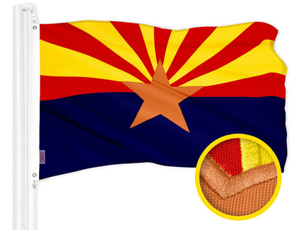 Arizona State Flag | 3x5 Ft | ToughWeave Series Embroidered 300D Polyester | Embroidered Design, Indoor/Outdoor, Brass Grommets