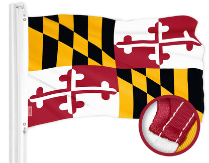 G128 Maryland MD State Flag | 4x6 Ft | ToughWeave Series Embroidered 300D Polyester | Embroidered Design, Indoor/Outdoor, Brass Grommets