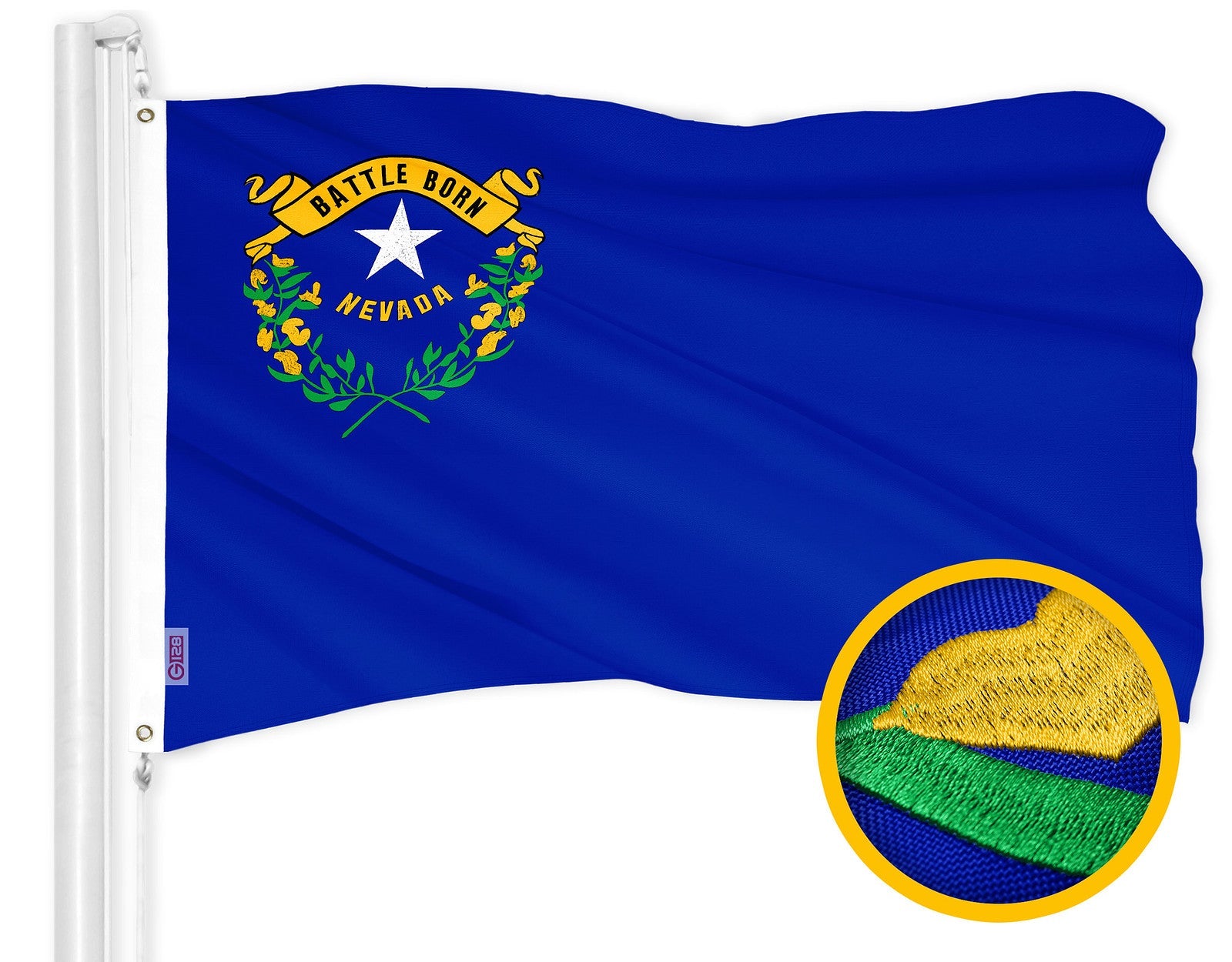 G128 Nevada State Flag | 3x5 Ft | ToughWeave Series Embroidered 300D Polyester | Embroidered Design, Indoor/Outdoor, Brass Grommets