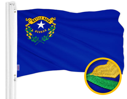 G128 Nevada State Flag | 3x5 Ft | ToughWeave Series Embroidered 300D Polyester | Embroidered Design, Indoor/Outdoor, Brass Grommets