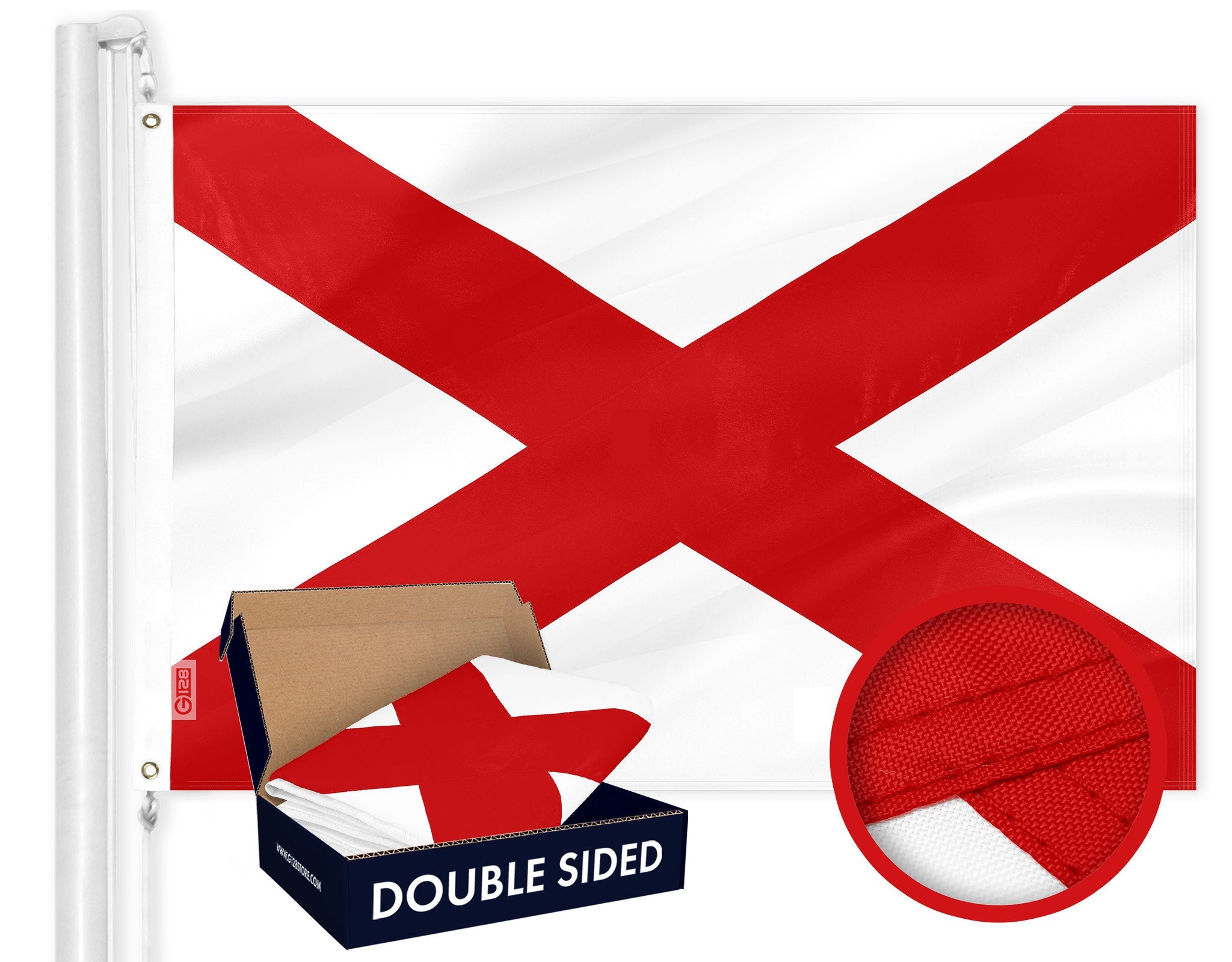 Alabama State Flag | 3x5 Ft | Double ToughWeave Series Double Sided Embroidered 210D Polyester | Embroidered Design, Indoor/Outdoor, Brass Grommets, Heavy Duty, 3-ply