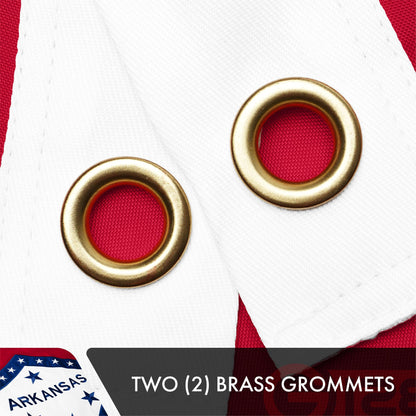 Arkansas State Flag | 3x5 Ft | Double ToughWeave Series Double Sided Embroidered 210D Polyester | Embroidered Design, Indoor/Outdoor, Brass Grommets, Heavy Duty, 2-ply