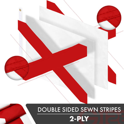 Alabama State Flag | 3x5 Ft | Double ToughWeave Series Double Sided Embroidered 210D Polyester | Embroidered Design, Indoor/Outdoor, Brass Grommets, Heavy Duty, 3-ply