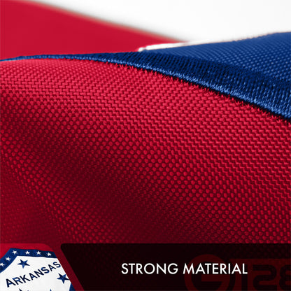 Arkansas State Flag | 3x5 Ft | Double ToughWeave Series Double Sided Embroidered 210D Polyester | Embroidered Design, Indoor/Outdoor, Brass Grommets, Heavy Duty, 2-ply