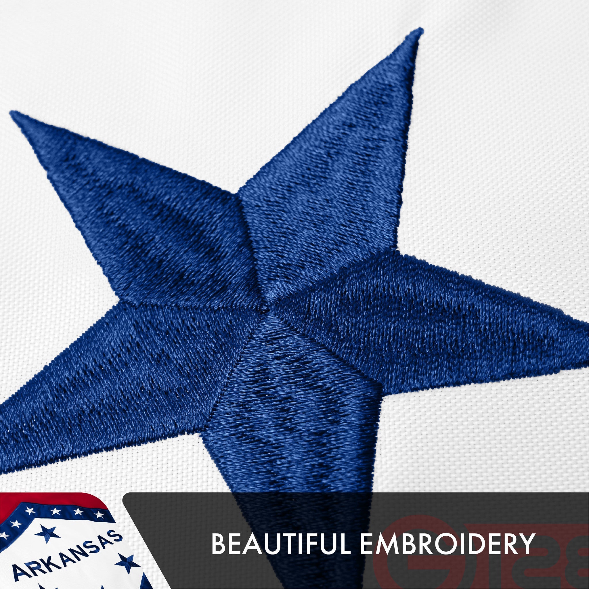 Arkansas State Flag | 3x5 Ft | Double ToughWeave Series Double Sided Embroidered 210D Polyester | Embroidered Design, Indoor/Outdoor, Brass Grommets, Heavy Duty, 2-ply