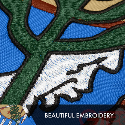 G128 Oklahoma State Flag | 3x5 Ft | Double ToughWeave Series Double Sided Embroidered 210D Polyester | Embroidered Design, Indoor/Outdoor, Brass Grommets, Heavy Duty, 2-ply