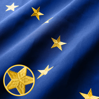 Alaska State Flag | 4x6 Ft | StormFlyer Series Embroidered 220GSM Spun Polyester | Embroidered Design, Indoor/Outdoor, Brass Grommets, Heavy Duty, All Weather