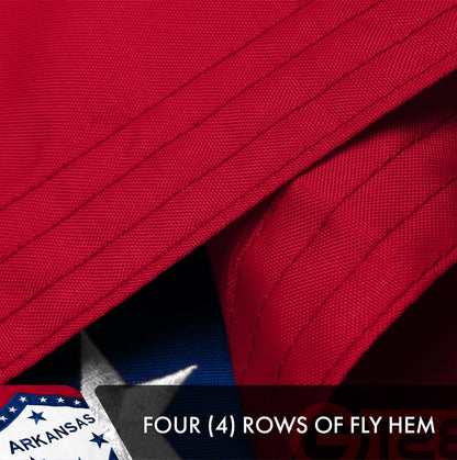 Arkansas State Flag | 3x5 Ft | Double ToughWeave Series Double Sided Embroidered 210D Polyester | Embroidered Design, Indoor/Outdoor, Brass Grommets, Heavy Duty, 2-ply