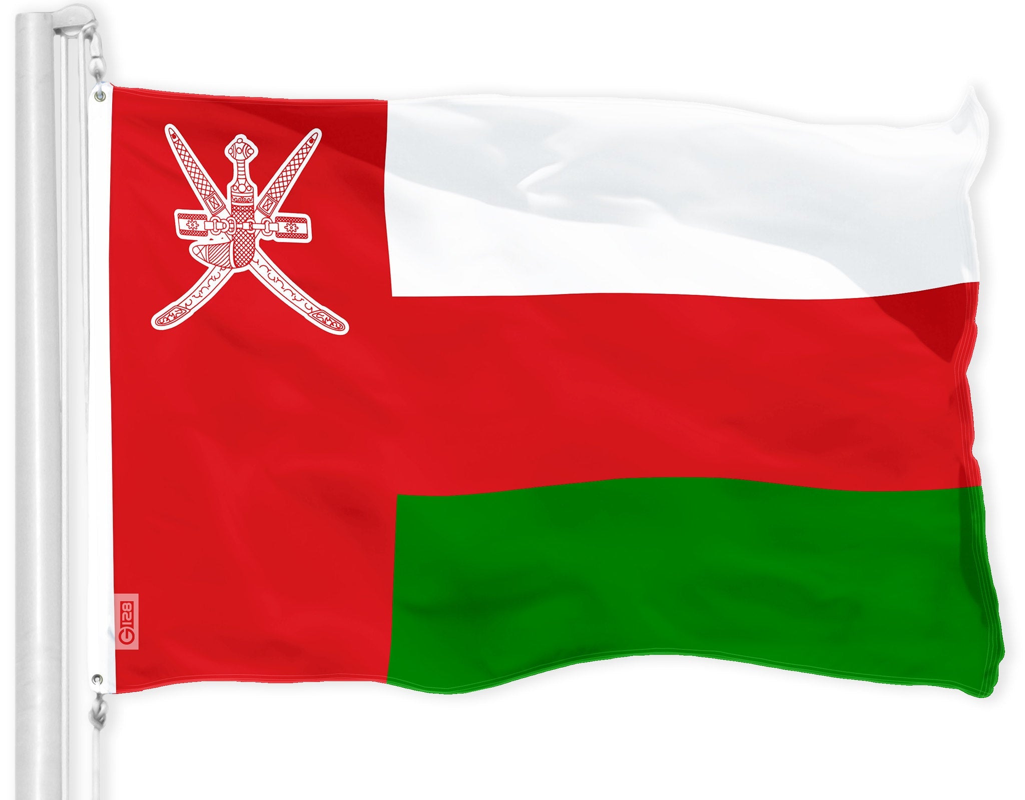 G128 Oman Omani Flag | 3x5 Ft | LiteWeave Pro Series Printed 150D Polyester | Country Flag, Indoor/Outdoor, Vibrant Colors, Brass Grommets, Thicker and More Durable Than 100D 75D Polyester