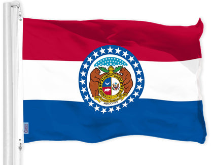 G128 Missouri MO State Flag | 3x5 Ft | LiteWeave Pro Series Printed 150D Polyester | Indoor/Outdoor, Vibrant Colors, Brass Grommets, Thicker and More Durable Than 100D 75D Polyester