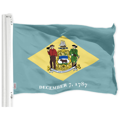 G128 Delaware DE State Flag | 3x5 Ft | LiteWeave Pro Series Printed 300D Polyester | Indoor/Outdoor, Vibrant Colors, Brass Grommets
