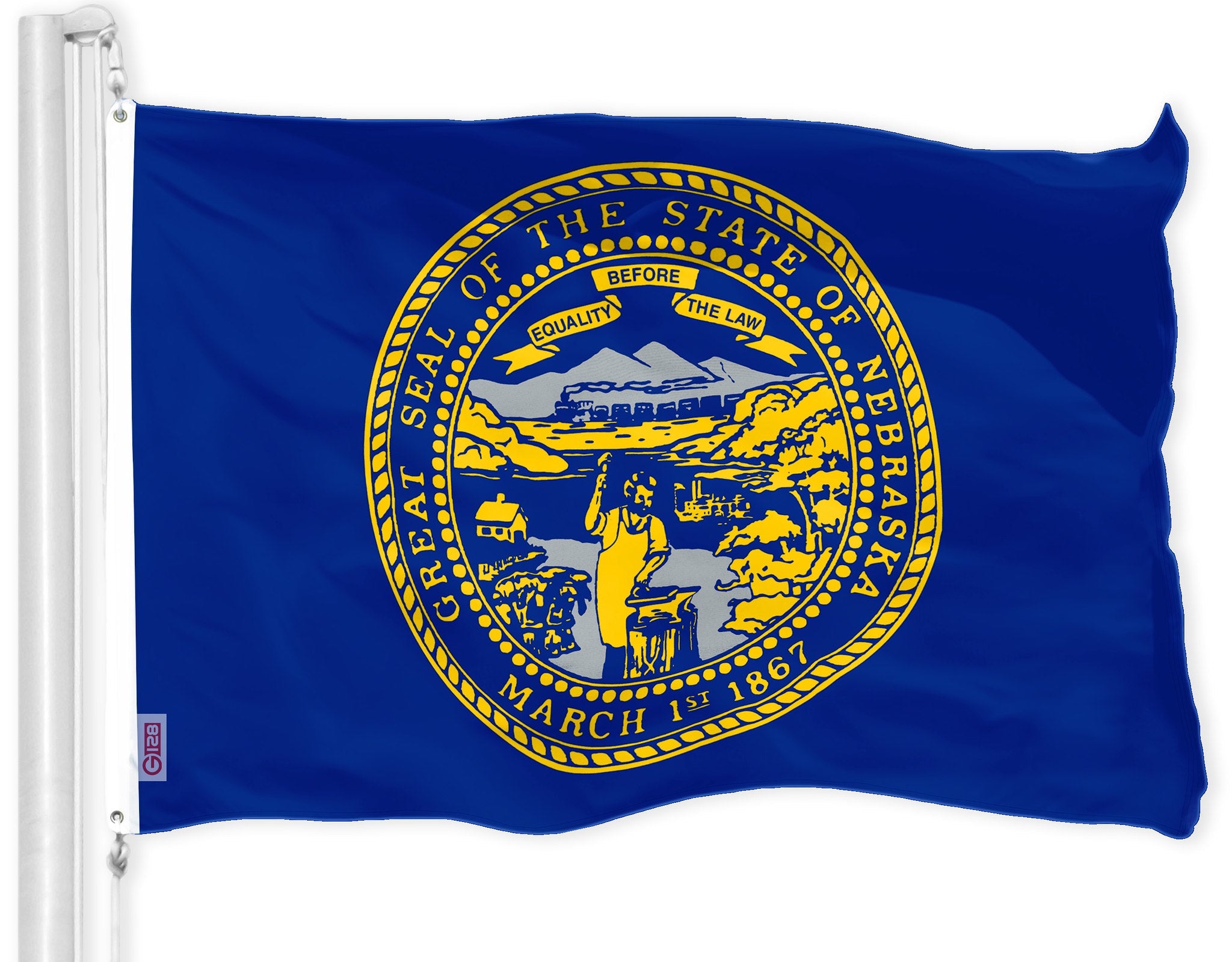 G128 Nebraska NE State Flag | 3x5 Ft | LiteWeave Pro Series Printed 150D Polyester | Indoor/Outdoor, Vibrant Colors, Brass Grommets, Thicker and More Durable Than 100D 75D Polyester