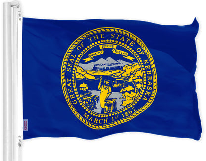 G128 Nebraska NE State Flag | 3x5 Ft | LiteWeave Pro Series Printed 150D Polyester | Indoor/Outdoor, Vibrant Colors, Brass Grommets, Thicker and More Durable Than 100D 75D Polyester