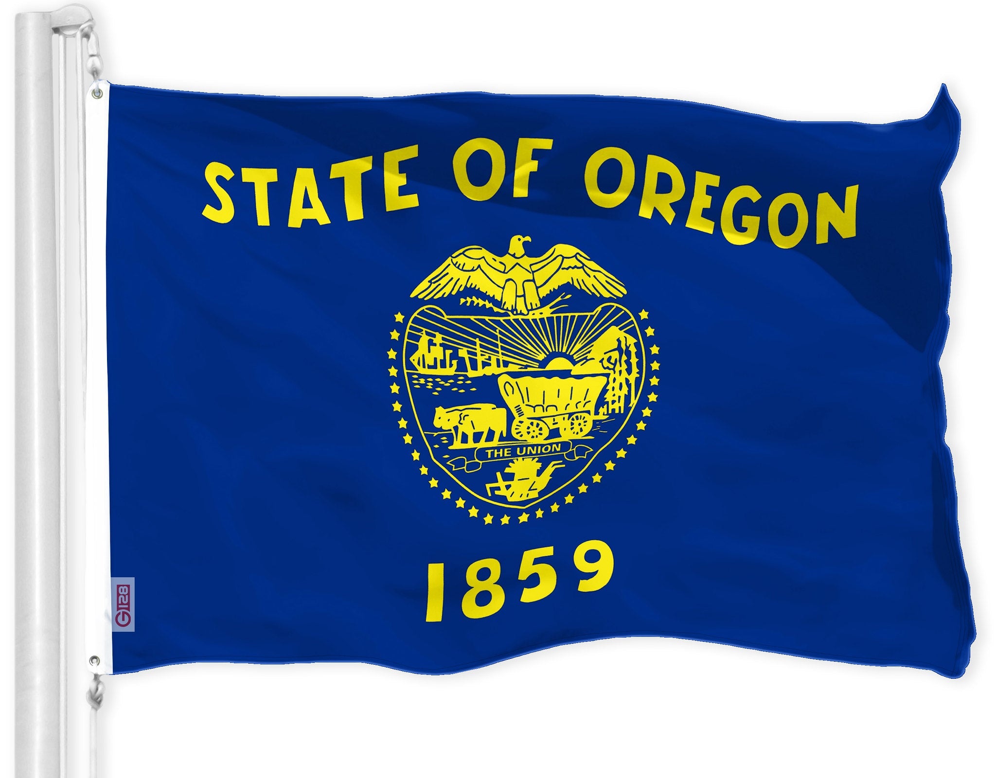 G128 Oregon OR State Flag | 3x5 Ft | Double LiteWeave Pro Series Double Sided Printed 150D Polyester | Indoor/Outdoor, Vibrant Colors, Brass Grommets, Thicker and More Durable Than 100D 75D Poly, 2-ply