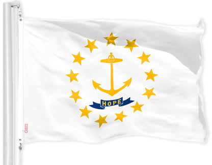 G128 Rhode Island RI State Flag | 3x5 Ft | LiteWeave Pro Series Printed 150D Polyester | Indoor/Outdoor, Vibrant Colors, Brass Grommets, Thicker and More Durable Than 100D 75D Polyester