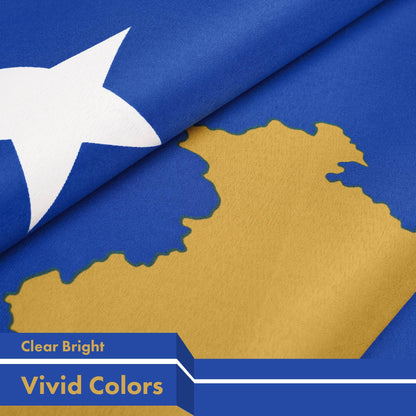 G128 Kosovo Kosovar Flag | 3x5 Ft | LiteWeave Pro Series Printed 150D Polyester | Country Flag, Indoor/Outdoor, Vibrant Colors, Brass Grommets, Thicker and More Durable Than 100D 75D Polyester