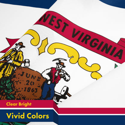 G128 West Virginia WV State Flag | 3x5 Ft | LiteWeave Pro Series Printed 150D Polyester | Indoor/Outdoor, Vibrant Colors, Brass Grommets, Thicker and More Durable Than 100D 75D Polyester