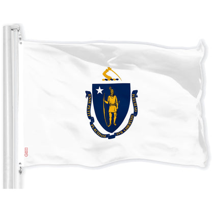 G128 Massachusetts MA State Flag | 3x5 Ft | LiteWeave Pro Series Printed 150D Polyester | Indoor/Outdoor, Vibrant Colors, Brass Grommets, Thicker and More Durable Than 100D 75D Polyester