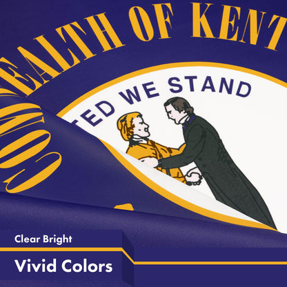 G128 Kentucky KY State Flag | 3x5 Ft | LiteWeave Pro Series Printed 150D Polyester | Indoor/Outdoor, Vibrant Colors, Brass Grommets, Thicker and More Durable Than 100D 75D Polyester