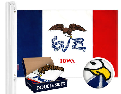 Iowa State Flag 210D Embroidered Polyester 3x5 Ft - Double Sided 3ply