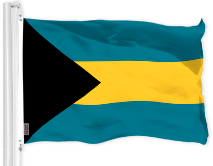 G128 Bahamas Bahamian Flag | 3x5 Ft | LiteWeave Pro Series Printed 150D Polyester | Country Flag, Indoor/Outdoor, Vibrant Colors, Brass Grommets, Thicker and More Durable Than 100D 75D Polyester
