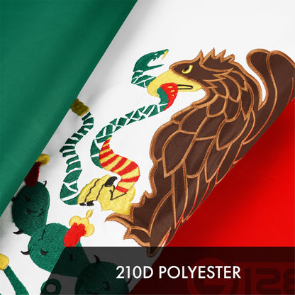 G128 Mexico Mexican Flag | 4x6 Ft | ToughWeave Series Embroidered 300D Polyester | Country Flag, Embroidered Design, Indoor/Outdoor, Brass Grommets