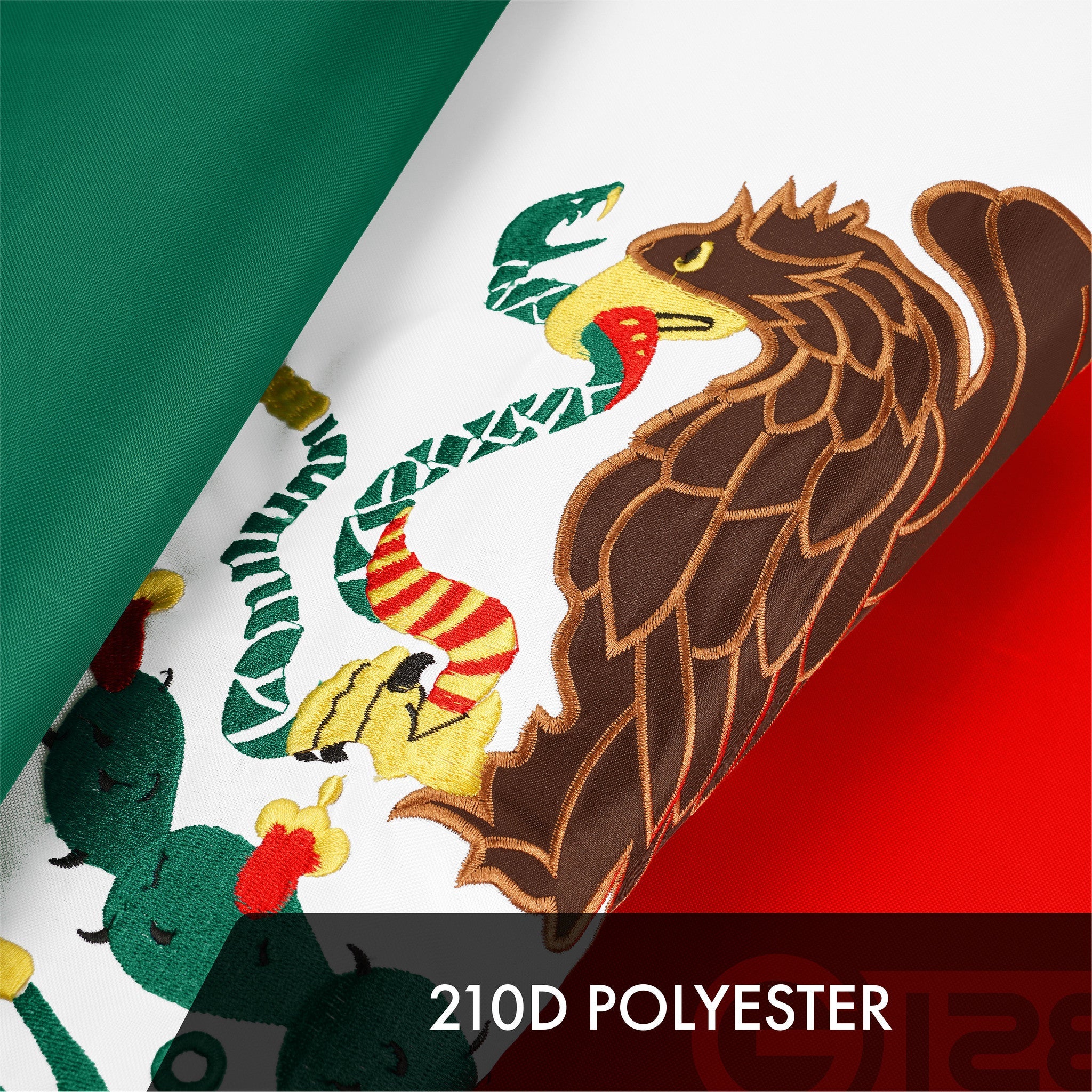 G128 Mexico Mexican Flag | 6x10 Ft | ToughWeave Series Embroidered 300D Polyester | Country Flag, Embroidered Design, Indoor/Outdoor, Brass Grommets