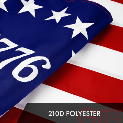 G128 Betsy Ross 1776 Flag | 3x5 Ft | ToughWeave Series Embroidered 300D Polyester | Historical Flag, Embroidered Design, Indoor/Outdoor, Brass Grommets