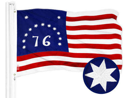 G128 Bennington 76 Flag | 1x1.5 Ft | ToughWeave Series Embroidered 300D Polyester | Historical Flag, Embroidered Design, Indoor/Outdoor, Brass Grommets