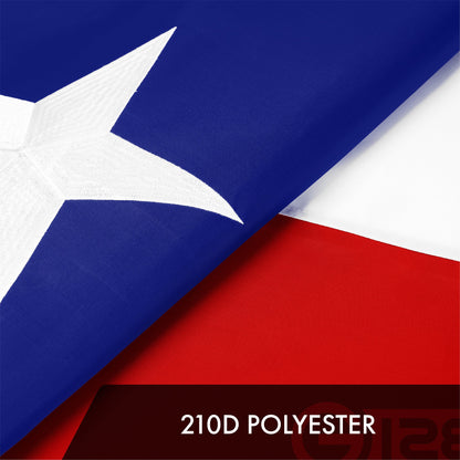 G128 Texas TX State Flag | 5x8 Ft | ToughWeave Series Embroidered 300D Polyester | Embroidered Design, Indoor/Outdoor, Brass Grommets
