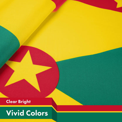 G128 Grenada Grenadian Flag | 3x5 Ft | LiteWeave Pro Series Printed 150D Polyester | Country Flag, Indoor/Outdoor, Vibrant Colors, Brass Grommets, Thicker and More Durable Than 100D 75D Polyester