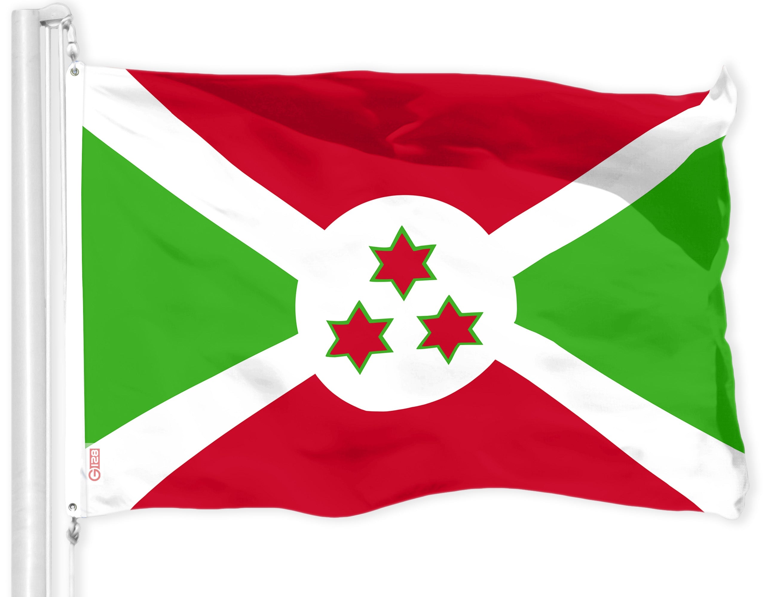 G128 Burundi Umurundi Flag | 3x5 Ft | LiteWeave Pro Series Printed 150D Polyester | Country Flag, Indoor/Outdoor, Vibrant Colors, Brass Grommets, Thicker and More Durable Than 100D 75D Polyester