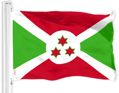 G128 Burundi Umurundi Flag | 3x5 Ft | LiteWeave Pro Series Printed 150D Polyester | Country Flag, Indoor/Outdoor, Vibrant Colors, Brass Grommets, Thicker and More Durable Than 100D 75D Polyester